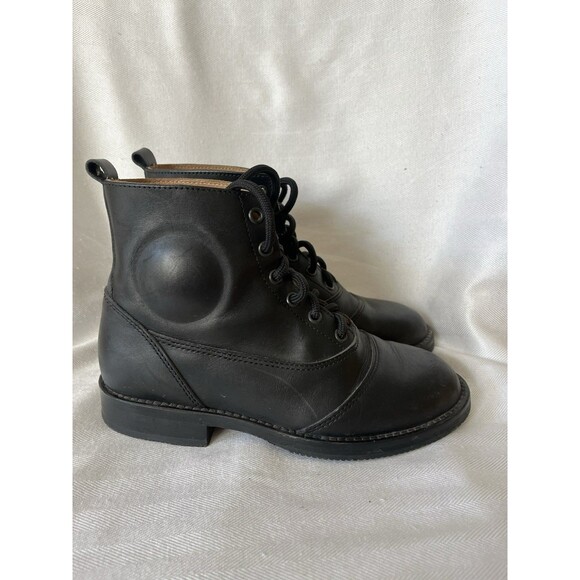 BMW Black Leather Lace Up Ankle Moto Riding Boot W/ Ankle Protector Women SZ 6 - Picture 6 of 11